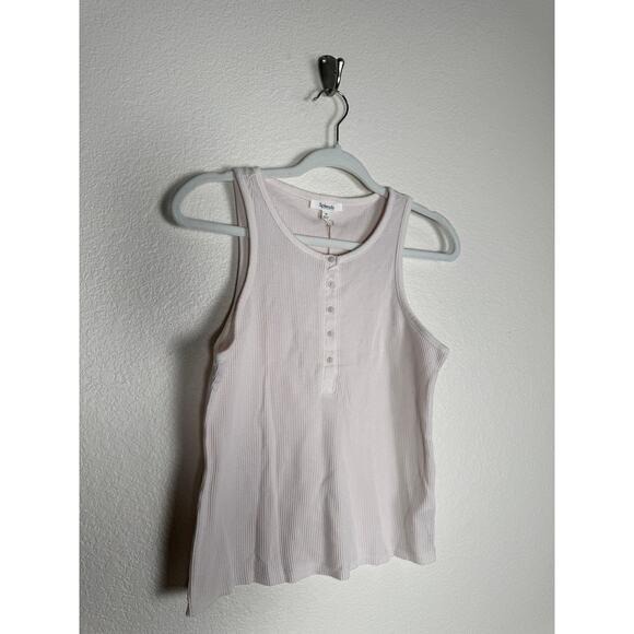 NWT Women's Tan Tank Top Shirt Textured Splendid Collection Button Collar M - Picture 7 of 9